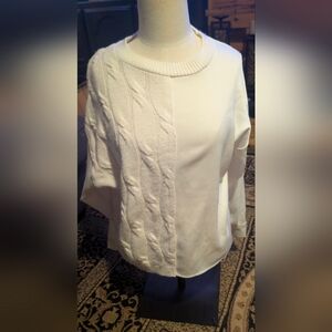 Zara White Combination Cable Knit Light Weight Sweater NWOT